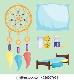 Sleep icons vector illustration set collection nap icon moon relax bedtime night bed time elements.