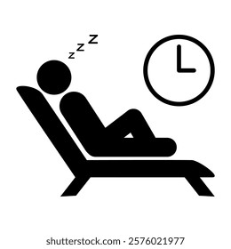 Sleep icon.Sleep rest with clock icon vector design.flat style vector illustration editable isolated design.