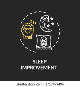 Sleep Improvement Chalk RGB Color Concept Icon. Recreational Cannabis Use, Night Rest Idea. Good Marijuana Side Effect, Relaxation. Vector Isolated Chalkboard Illustration On Black Background