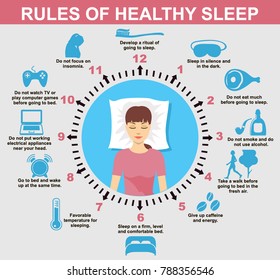 Sleep Infographic Rules Healthy Sleep Vector Stock Vector (Royalty Free ...