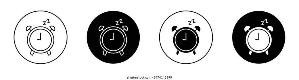 Sleep Interval Alarm Icon Set. Nap and Rest Time Vector Symbol.