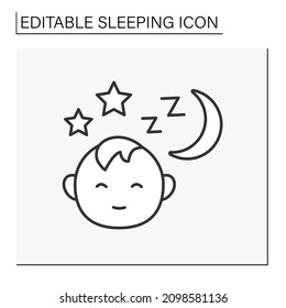 Sleep line icon. Baby born sleep at night. Nighttime. Sleeping concept. Isolated vector illustration. Editable stroke