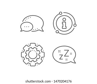 Sleep line icon. Chat bubble, info sign elements. Zzz speech bubble sign. Chat message symbol. Linear sleep outline icon. Information bubble. Vector