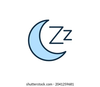 Sleep Line Icon. High Quality Outline Symbol For Web Design Or Mobile App. Thin Line Sign For Design Logo. Color Outline Pictogram On White Background