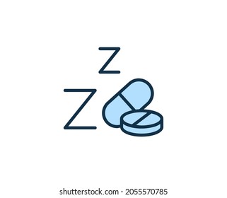 Sleep line icon. High quality outline symbol for web design or mobile app. Thin line sign for design logo. Color outline pictogram on white background