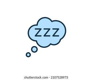 Schläfst das Symbol der Linie. Hochwertiges Umrisssymbol für Webdesign oder mobile App. Leuchtendes Zeichen für Design-Logo. Farbumriss-Piktogramm auf weißem Hintergrund