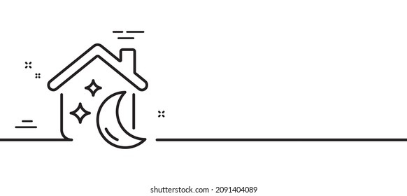 Sleep line icon. Night house sign. Dream home symbol. Minimal line illustration background. Sleep line icon pattern banner. White web template concept. Vector