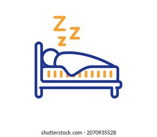 Sleep line icon. Night rest bed sign. Human bedtime symbol. Colorful thin line outline concept. Linear style sleep icon. Editable stroke. Vector