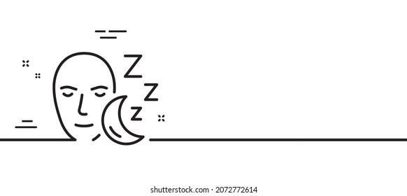 Sleep line icon. Night rest sign. Sleeping face symbol. Minimal line illustration background. Sleep line icon pattern banner. White web template concept. Vector