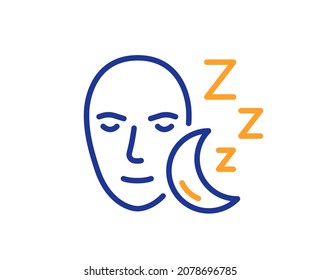 Sleep line icon. Night rest sign. Sleeping face symbol. Colorful thin line outline concept. Linear style sleep icon. Editable stroke. Vector