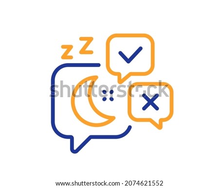 Sleep line icon. Night rest sign. Chat bubble with moon symbol. Colorful thin line outline concept. Linear style sleep icon. Editable stroke. Vector