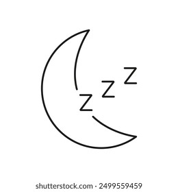 Sleep Line Icon. Nighttime Rest and Relax for Health and Wellness. Relaxation and Healthy Sleep Outline Symbol. Isolated Vector Illustration.