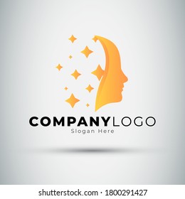 Sleep logo design with stars and human face template