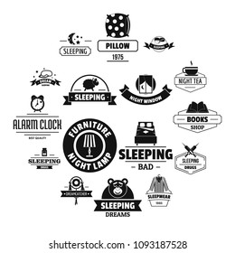 Sleep logo icons set. Simple illustration of 16 sleep logo vector icons for web