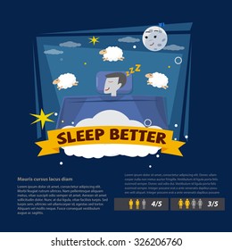 sleep man . better sleep concept - vector illustration 