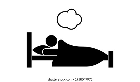 Sleep. Man sleeping in bed simple icon. Vector illustration