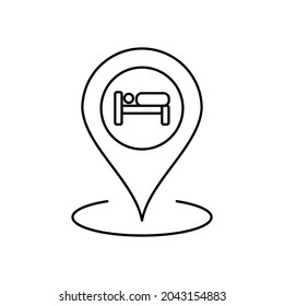 diseño vectorial de la línea del pin del mapa de sueño, icono de línea de trazo editable
