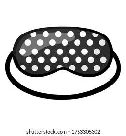 Sleep mask black with white polka dot on white background. Face mask for sleeping human isolated in flat style vector illustration.