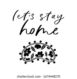 Sleep mask with calligraphy quote. Sleeping night eye accessory blindfold relax in traveling illustration lettering. Nighty set of face sleepy protection doodle asleep isolated on white background.