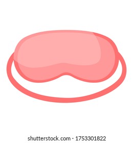 Sleep mask color pink on white background. Face mask for sleeping human isolated in flat style vector illustration.