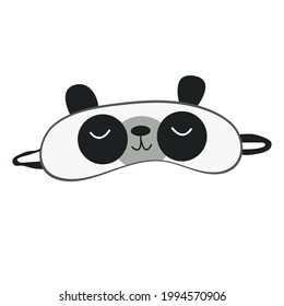 Sleep mask with cute panda face. Eye protection wear accessory. Relaxation blindfold. Cartoon vector illustration isolated on white background