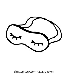 Sleep mask doodle style vector illustration isolated on white background