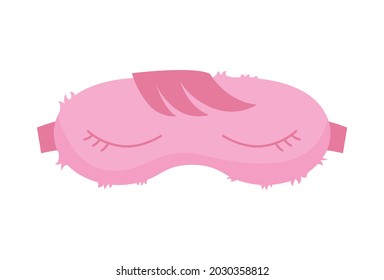 Sleep mask. Eye protection accessory and prevention of healthy sleep. Blindfold symbol in cartoon style. Design of relaxation wear for night