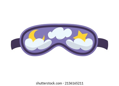 Sleep mask. Eye protection accessory and prevention of healthy sleep. Blindfold symbol in cartoon style. Design of relaxation wear for night