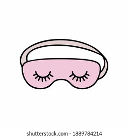 Sleep mask with eyelashes. Vector illustration in doodle style. Accessories for sleeping.