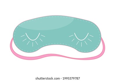 Sleep mask in flat style. 
Sleeping eye protection wear accessory, for relax in traveling. 
Isolated on white background. Vector illustration. 