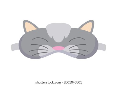 Sleep mask in form of cat. Eye protection accessory and prevention of healthy sleep. Blindfold symbol in cartoon style. Design of relaxation wear for night