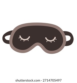 Icono de máscara de sueño en estilo plano dibujado a mano para temas de descanso y cuidado del sueño. Ideal para gráficos de bienestar, rutinas para acostarse y efectos visuales de recuperación.