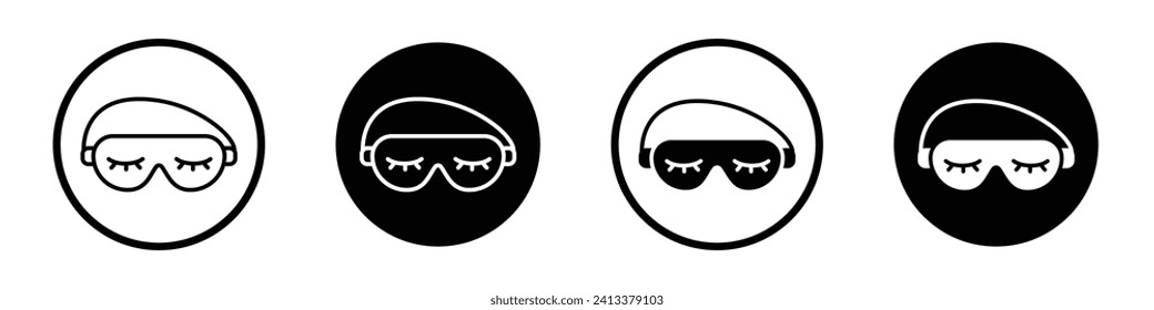 Sleep mask icon set. Night Blindfold sleeping vector symbol in a black filled and outlined style. Insomnia sleeping mask sign.