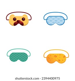 Sleep mask icons set cartoon vector. Nightwear detail for resting and relaxation. Sleep and night rest