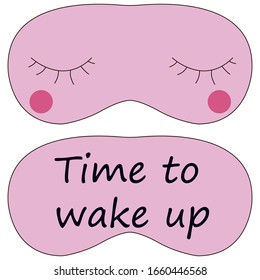 Sleep mask with the inscription. There is an inside and an outside. Vector drawing.