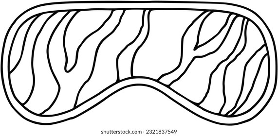 Máscara de sueño de un libro de dibujos animados lineales de doodle claro