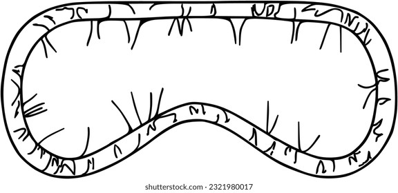 Sleep mask from light doodle linear cartoon coloring book
