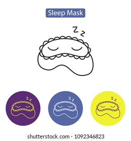 Sleep mask line icon logo element editable stroke. Outline flat symbols of blindfolds in colorful circles vector illustration. Concept of shut-eye slumber recreation healthcare repose refreshment