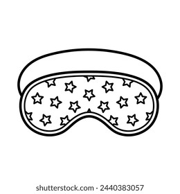 Sleep mask. Night sleep accessory. Hand drawn icon of eye mask in sketch doodle style. Isolated vector illustration.