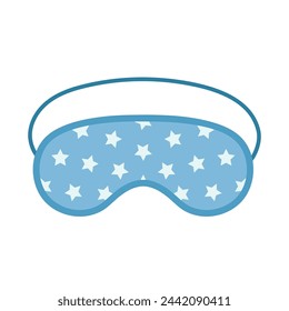 Sleep mask. Night accessory to sleep, travel and recreation. Blue eye mask with stars. Flat vector illustration isolated on white background.