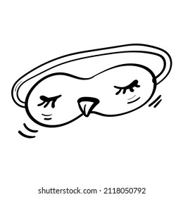 Sleep mask with owl in hand drawn style. Vector illustration