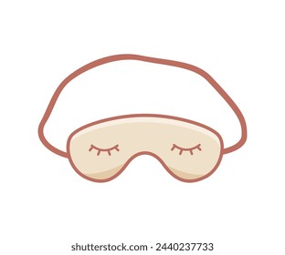 A sleep mask with painted closed eyes. Vector doodle accessory icon. Isolated on white.