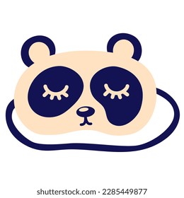 Sleep mask. Panda Night Mask for dreaming. Nightwear elements for resting and relaxation. Symbol of pajama party. Night accessory to sleep, travel and recreation.  Cartoon Vector illustration 