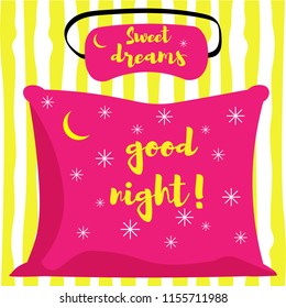 Sleep mask and pillow . an icon in a flat style