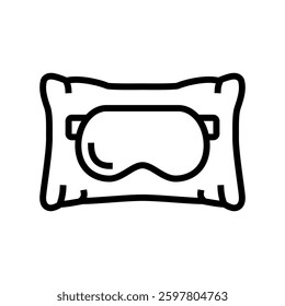 sleep mask pillow recovery wellness line icon vector. sleep mask pillow recovery wellness sign. isolated contour symbol black illustration