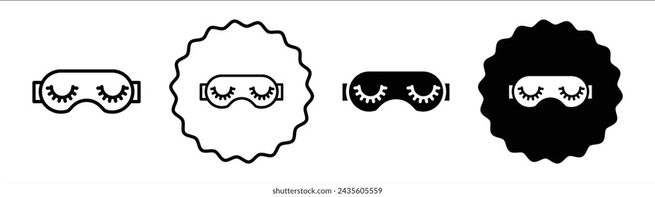 Sleep mask set in black and white color. Sleep mask simple flat icon vector