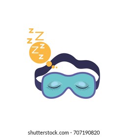 sleep mask with snoring sign in bubble callout in colorful silhouette on white background vector illustration