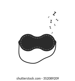 Sleep Mask With Snoring Sign. Concept Of Goggles, Snooze, Sleep Zzz, Goodnight, Blindfold, Sex Shop Item, Stress. Isolated On Transparent Background. Vector Illustration