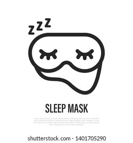 Sleep mask thin line icon. Night accessory for deep sleep. Vector illustration.