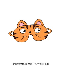 Sleep mask tiger. Vector Illustration for printing, backgrounds, covers, packaging, greeting cards, posters, stickers, textile, seasonal design. Isolated on white background.